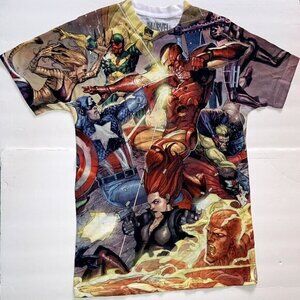 Marvel Characters All Over T-Shirt by Marvel, Short-Sleeve Mens Small, Pre-Owned